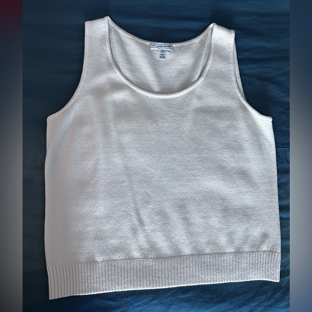 St John Sport Scoop Neck Tank, Cream